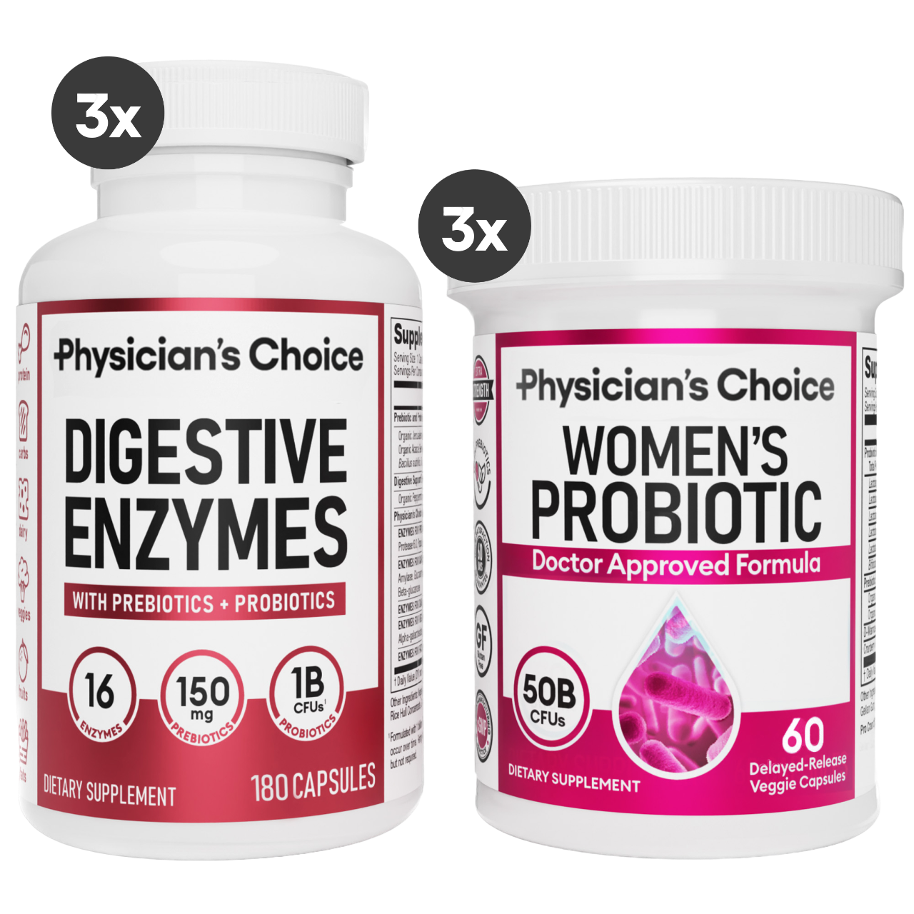 Physician's Choice Women's Probiotic 60ct + Digestive Enzyme 180ct Promo