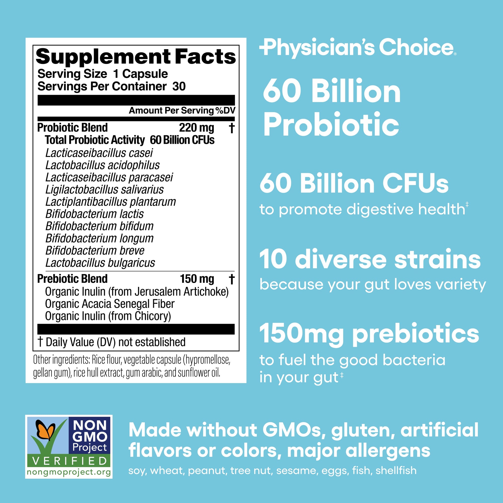 60 Billion Probiotic 30ct + Digestive Enzymes 60ct + Bloat & Gas Probiotic 30ct