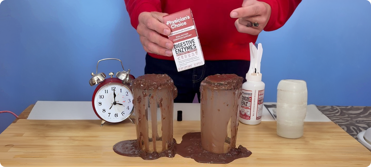 Chocolate pudding breaking down after adding a digestive enzyme capsule