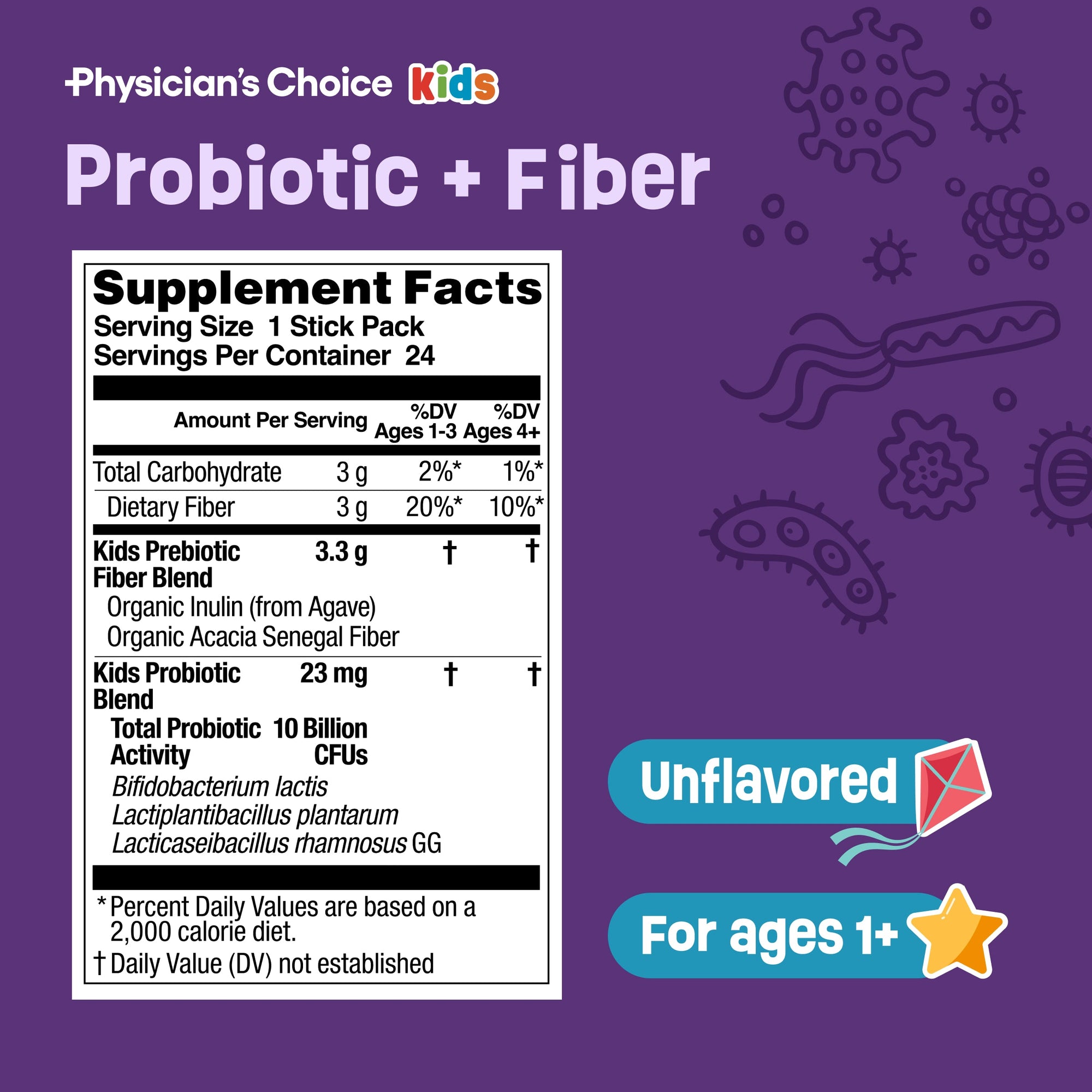 Kids Probiotic + Prebiotic Fiber Packets (Ages 1+) - Unflavored