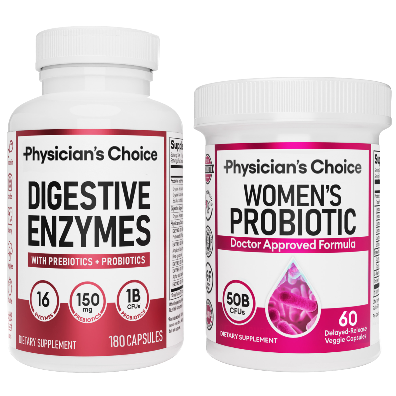 Physician's Choice Women's Probiotic 60ct + Digestive Enzyme 180ct Promo