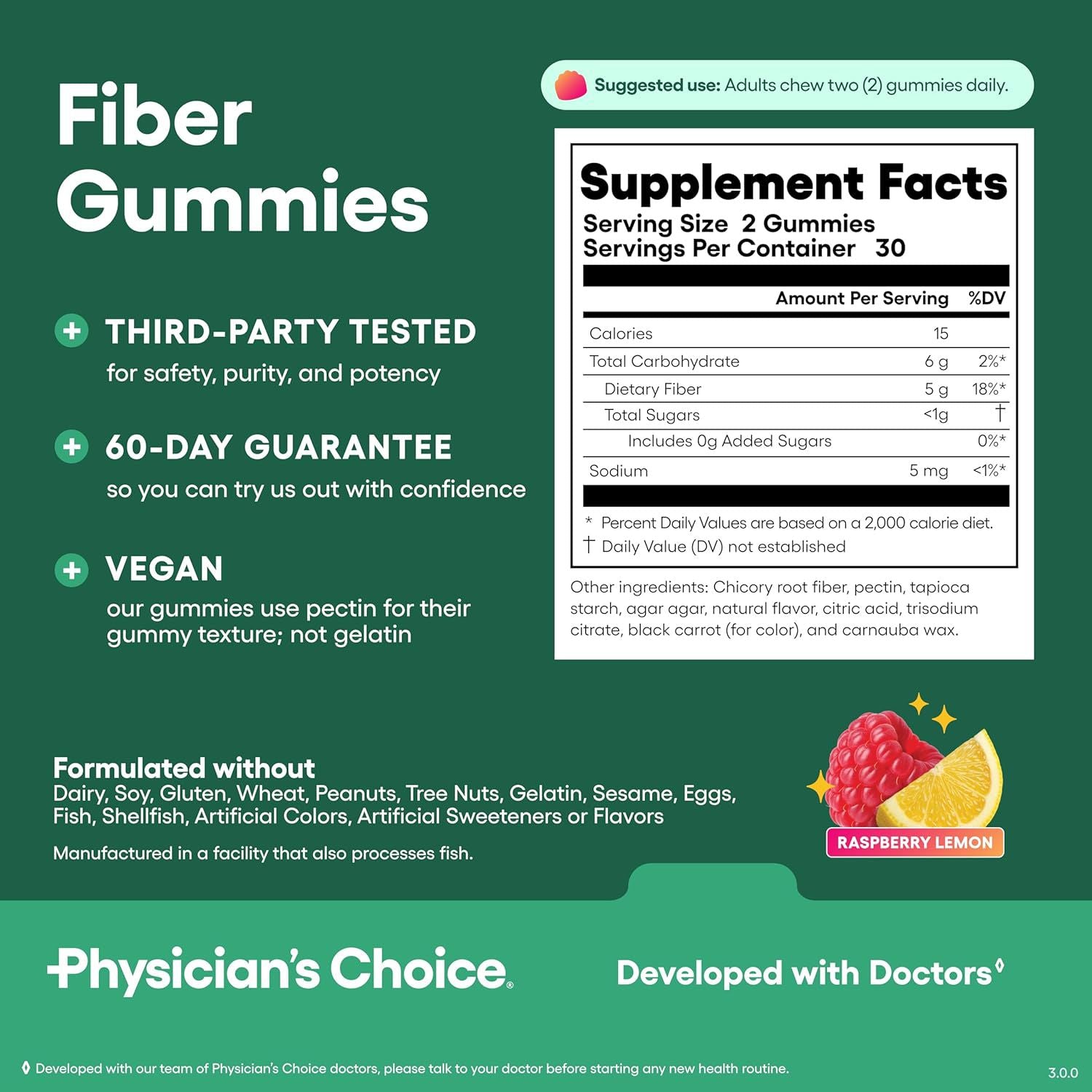Fiber Gummies nutrient facts