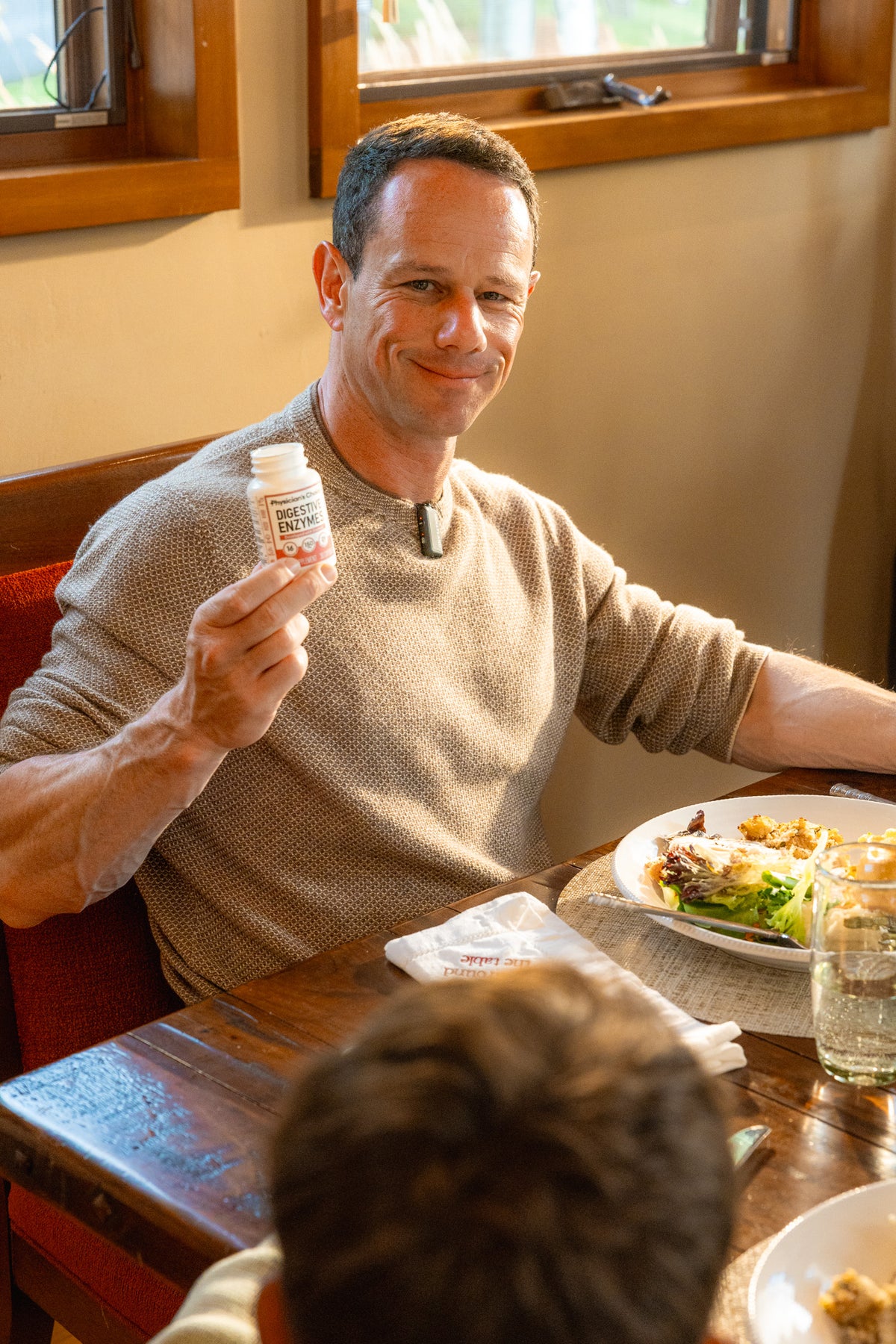 The bottle he actually keeps at his own table.