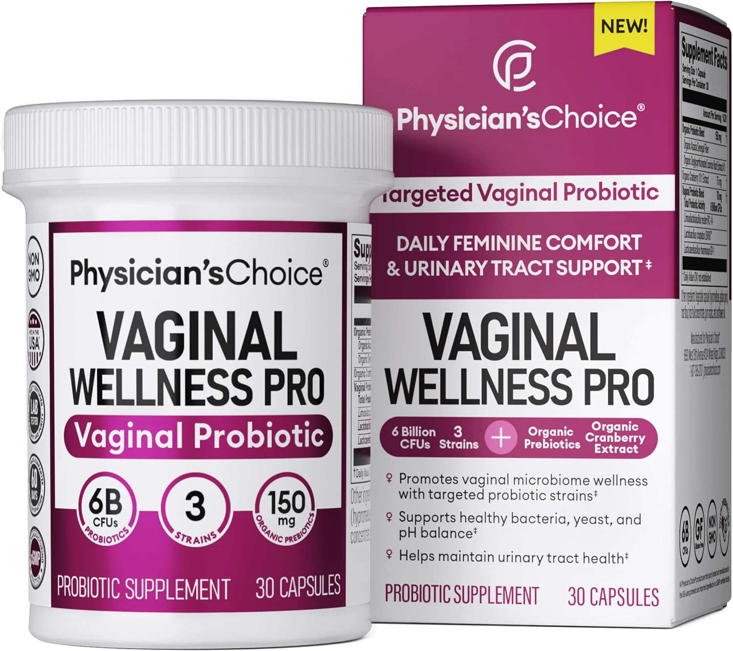 Physician's Choice Women's Wellness Probiotic - pH Balance, Odor Control, Microbiome & Flora Support