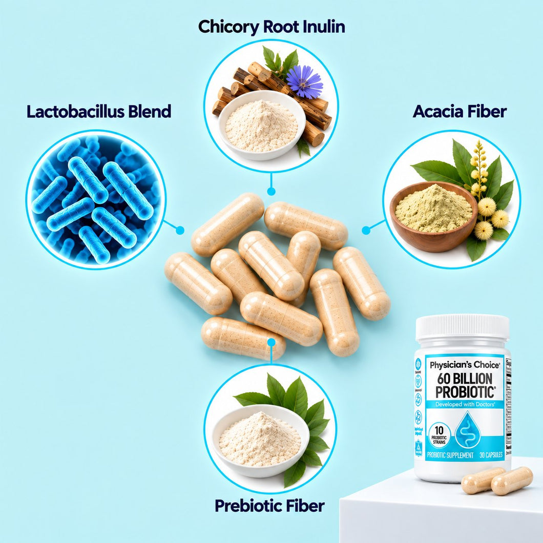 The probiotic and prebiotic ingredients in 60 Billion Probiotic