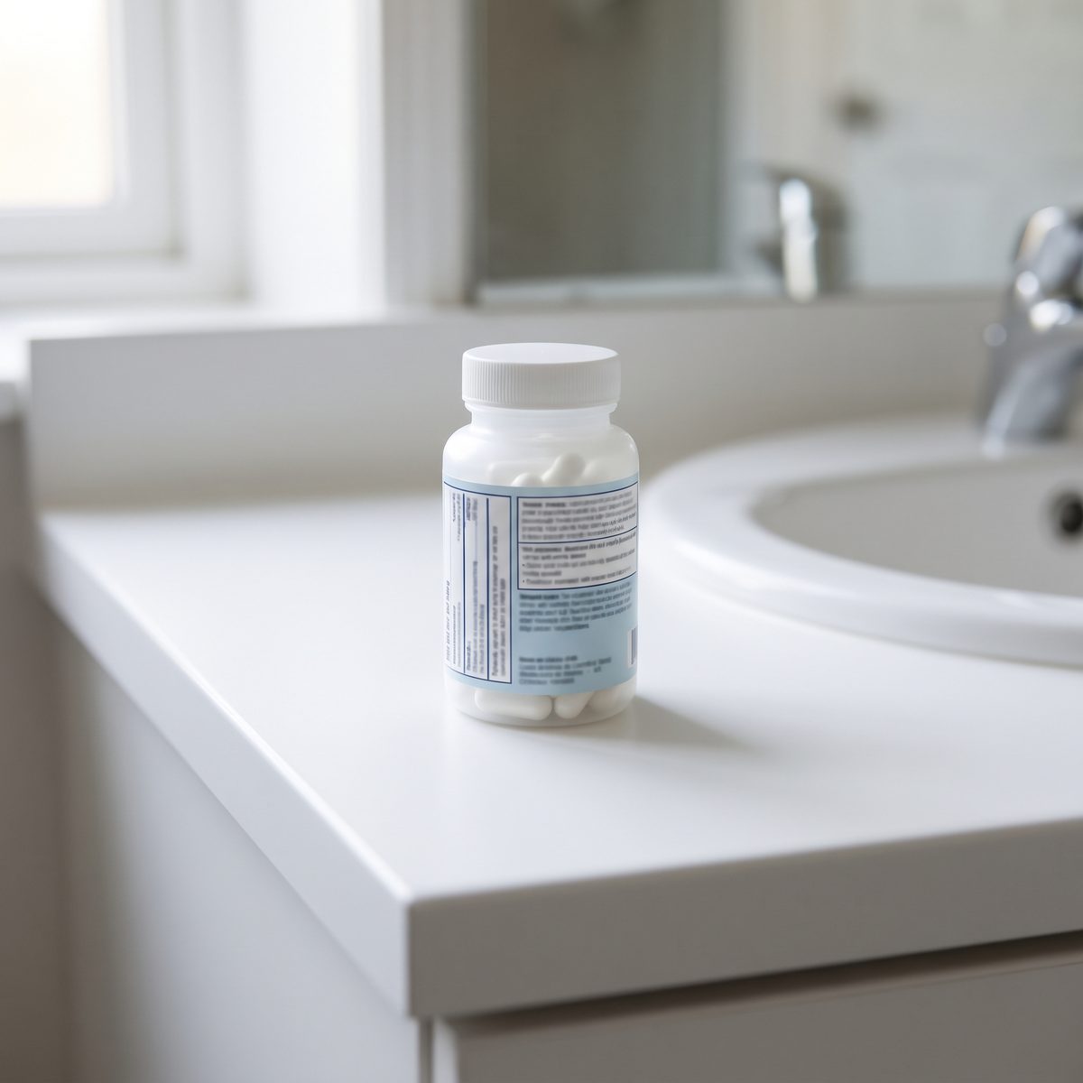 A plain probiotic bottle on its own