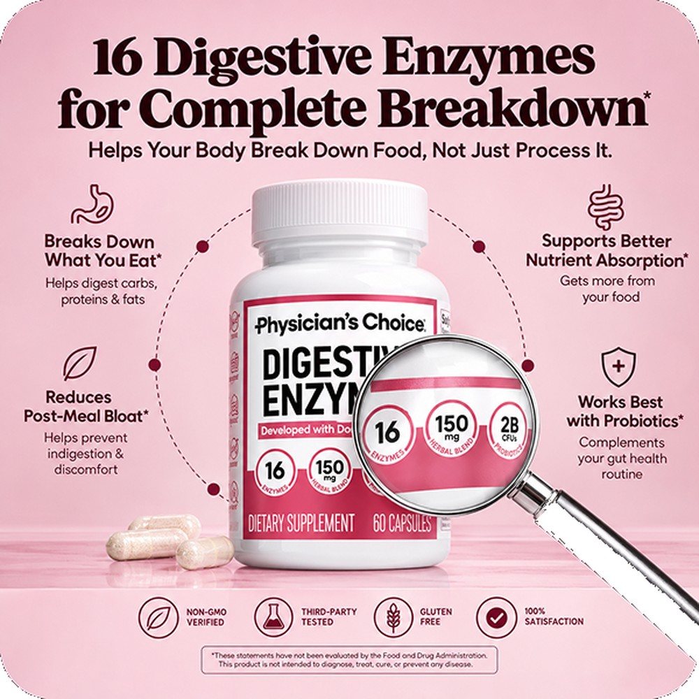 Digestive Enzymes: 16 enzymes for complete breakdown