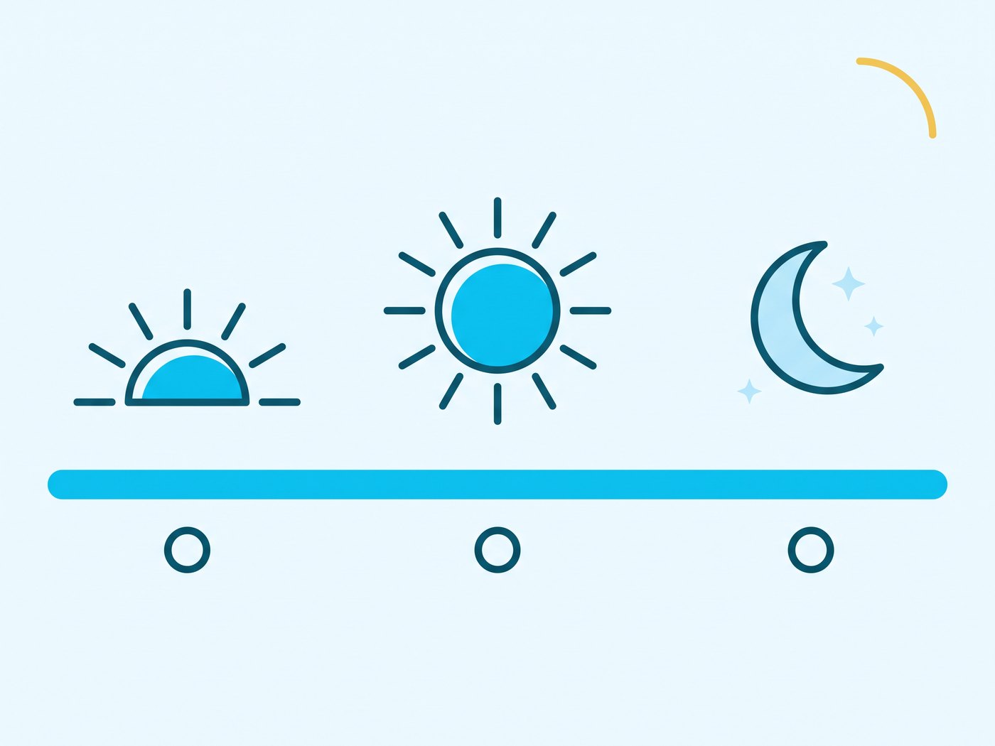An illustration of comfort holding steady from morning through to night
