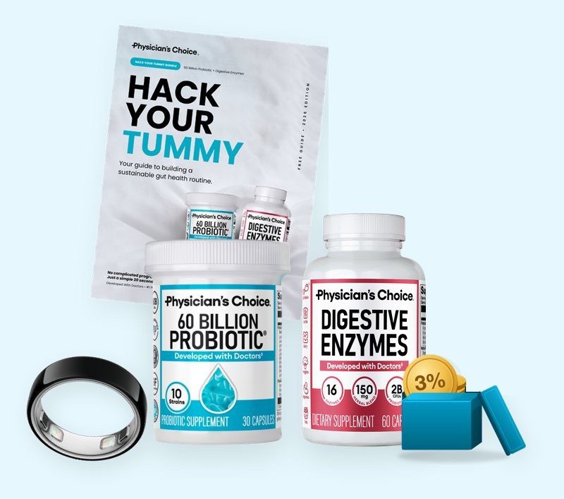 Hack Your Tummy: 60 Billion Probiotic and Digestive Enzymes with free gifts: Hack Your Tummy Guide, Oura Ring giveaway entry and 3% back in store credit