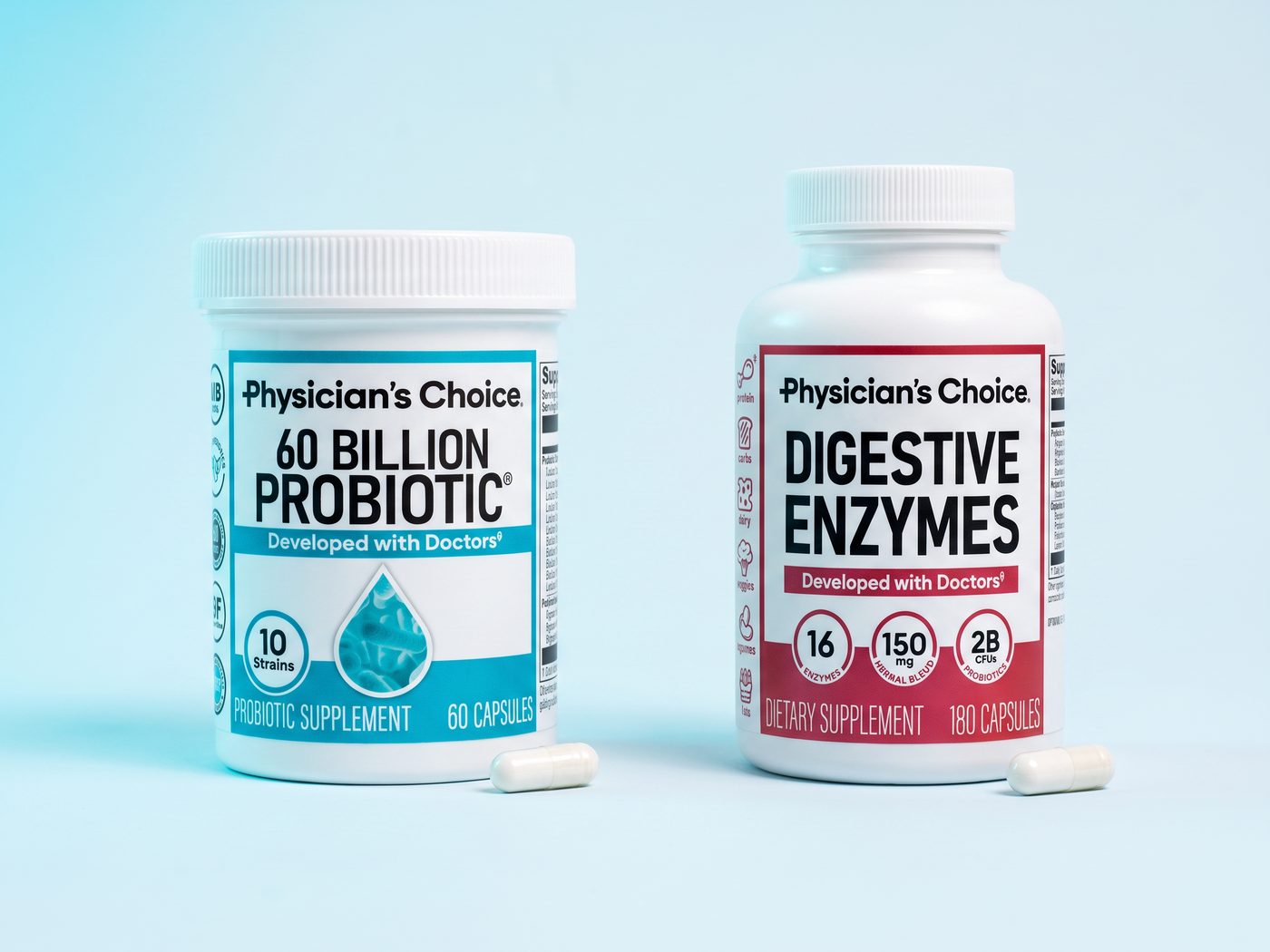 The two-capsule daily routine: one probiotic and one digestive enzyme