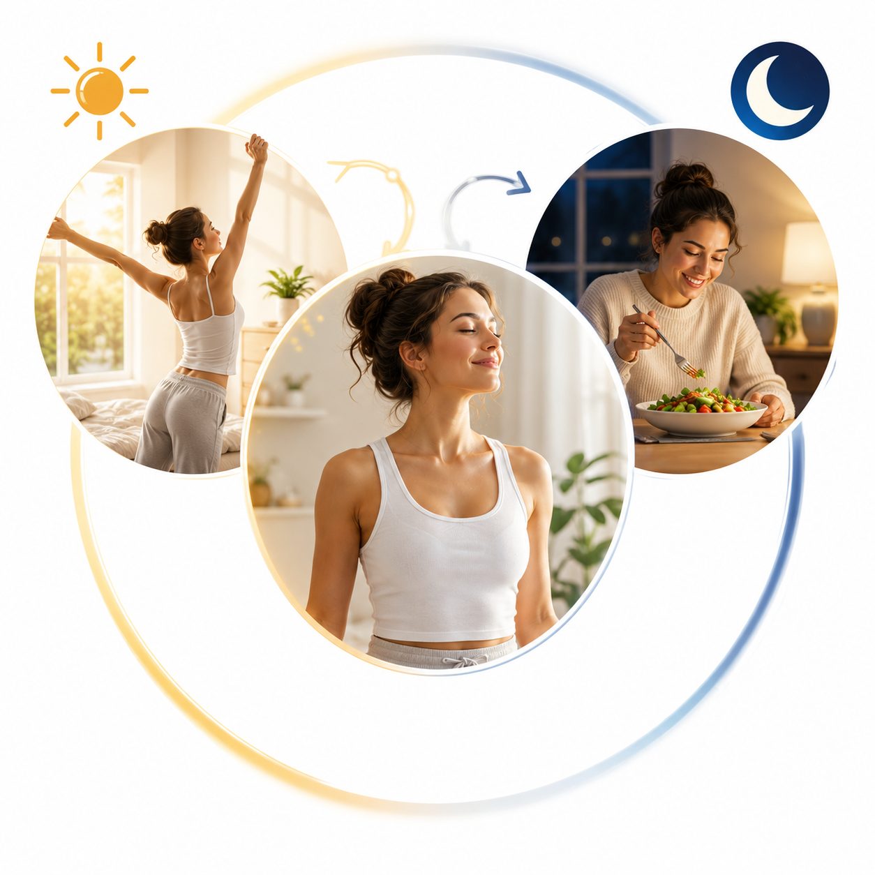A daily loop from morning to evening, one capsule with breakfast and one with the biggest meal