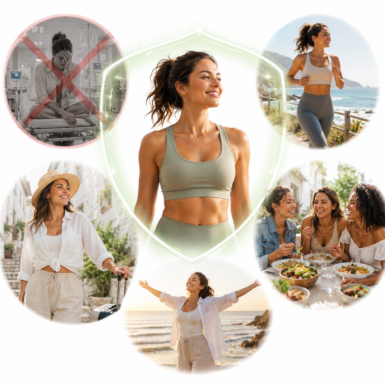 A woman back to an ordinary active day, no longer planning it around the bathroom