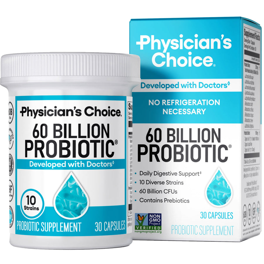 The 60 Billion Probiotic bottle and carton