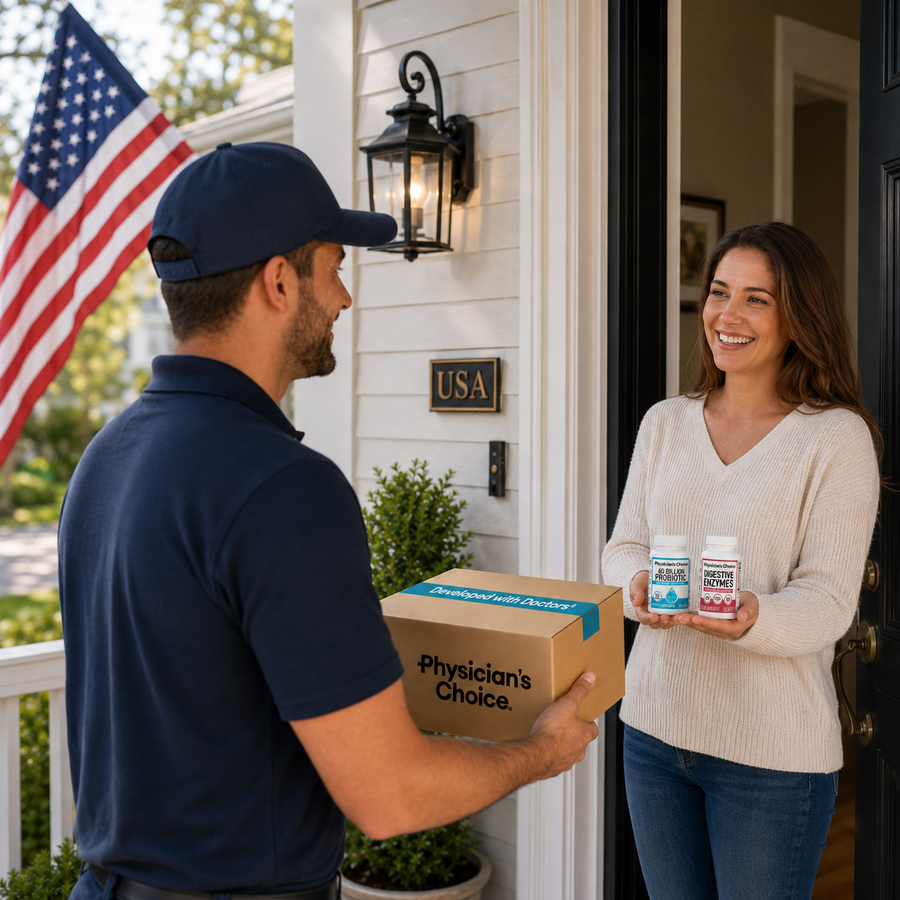 A Physician's Choice delivery arriving at the door