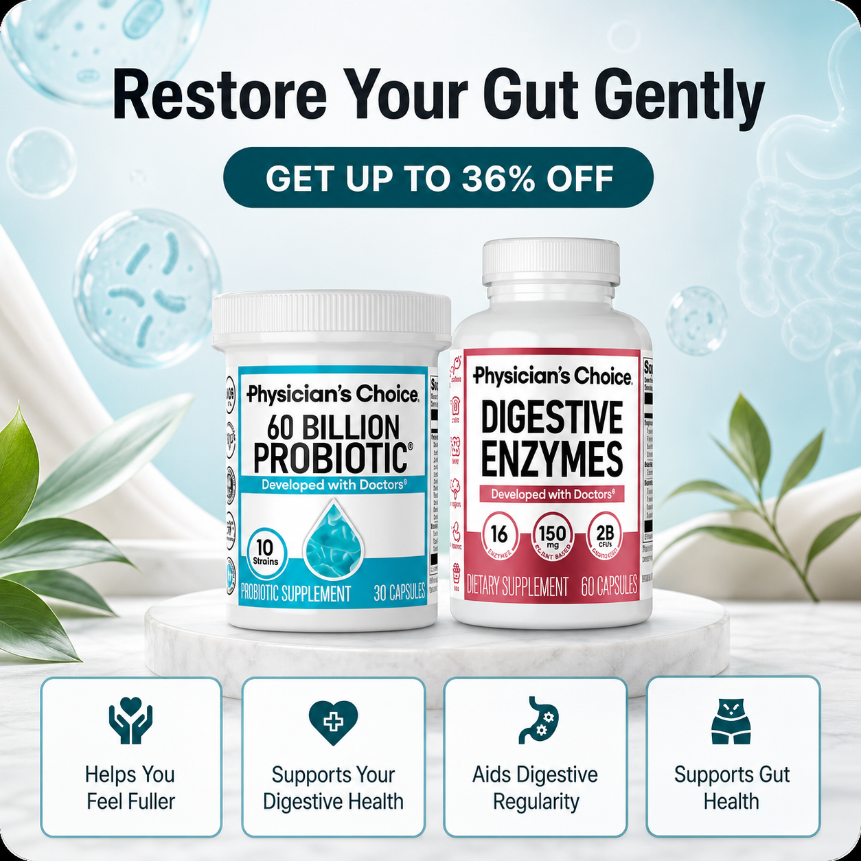 60 Billion Probiotic and Digestive Enzymes bundle