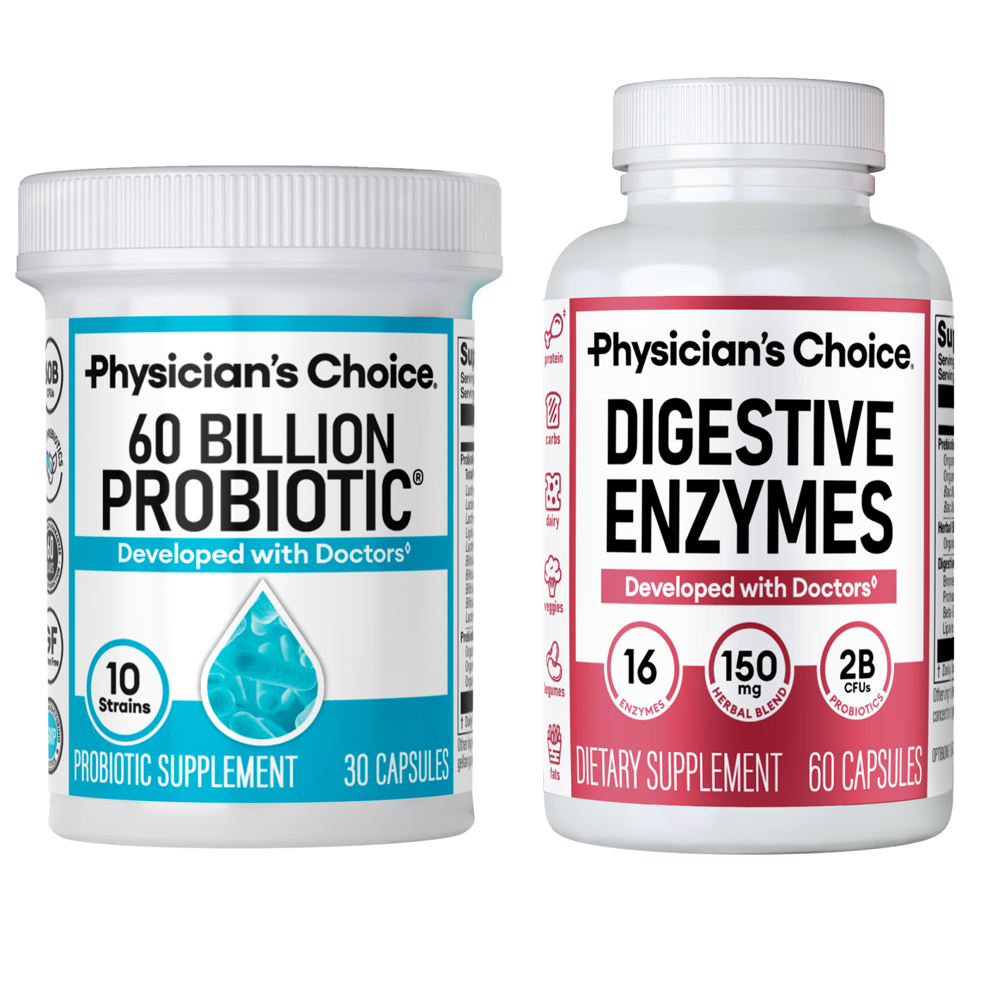 60 Billion Probiotic and Digestive Enzymes bottles