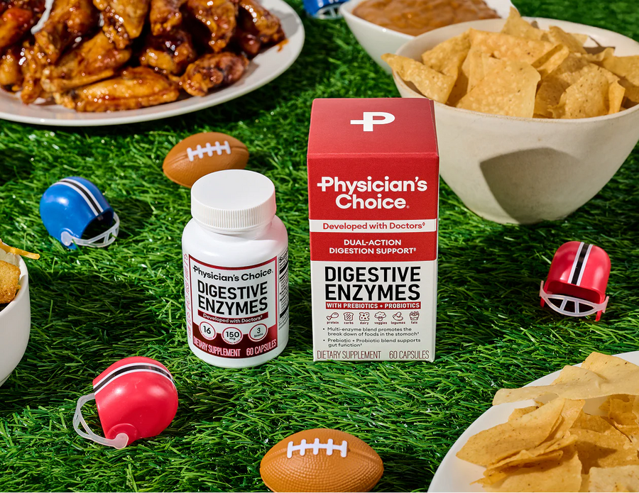 Friends eating together with the Digestive Enzymes on the table