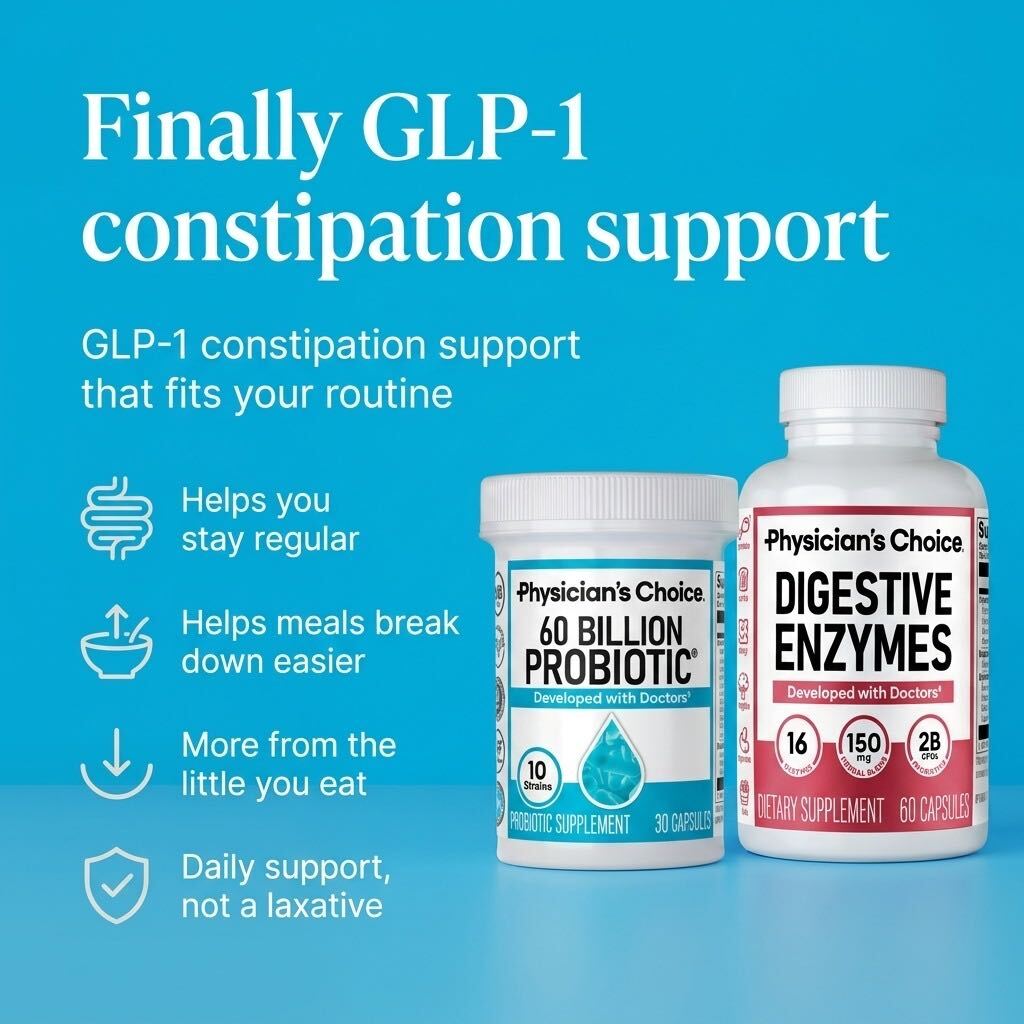GLP-1 constipation support bundle: 60 Billion Probiotic and Digestive Enzymes