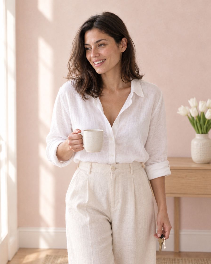 Woman smiling at home