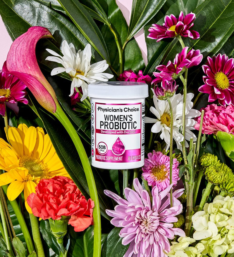 Women's Probiotic in a bouquet of flowers